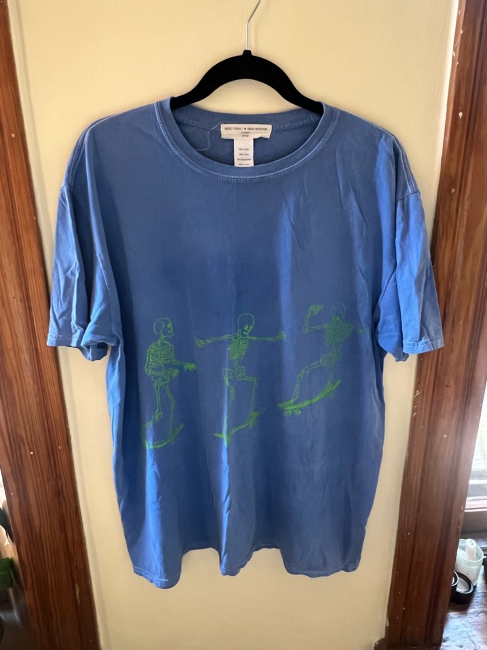 Urban Outfitters Blue Graphic Skeleton Skate T-Shirt